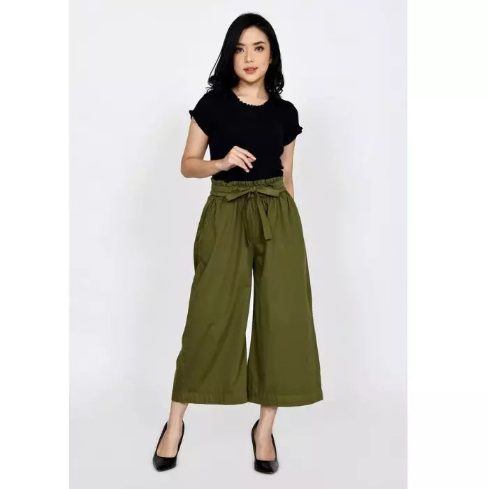 Kulot Katun Mona [OLIVE] Celana Basic Wanita