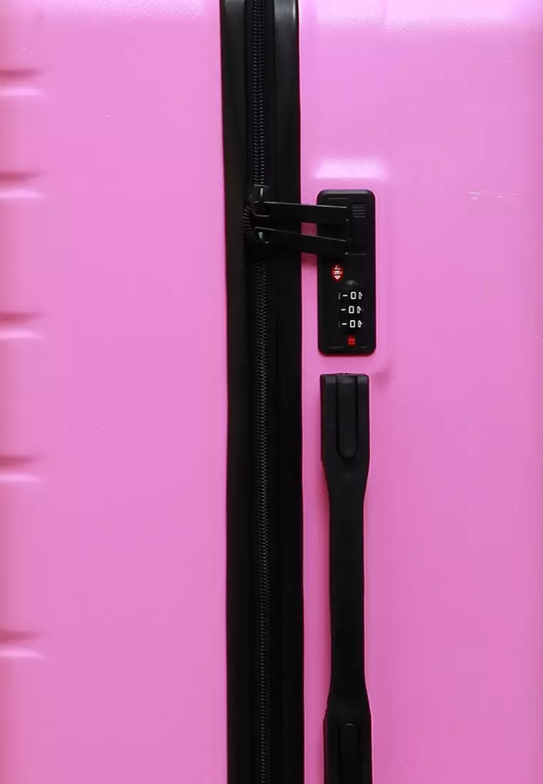 Almero Koper Hardcase Size 28 Inch Suitcase Unisex Big Size Number Combination Lock Material Fiber ABS ORIGINAL - Pink