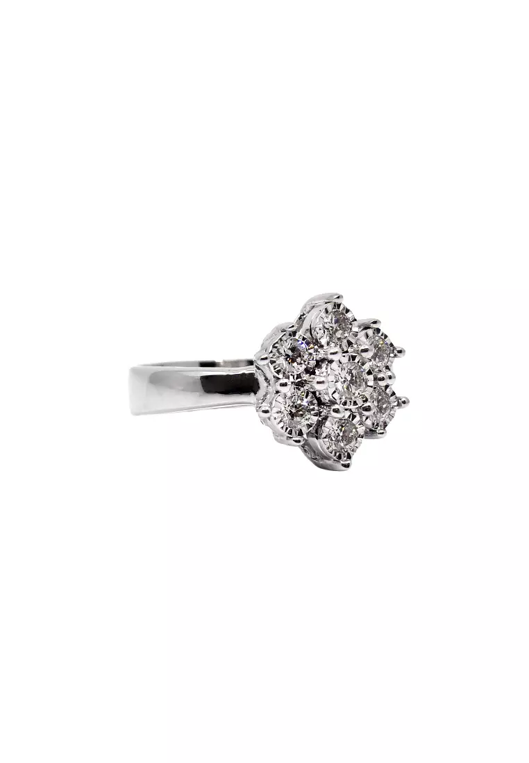 14K White Gold Lady Ring with Diamonds