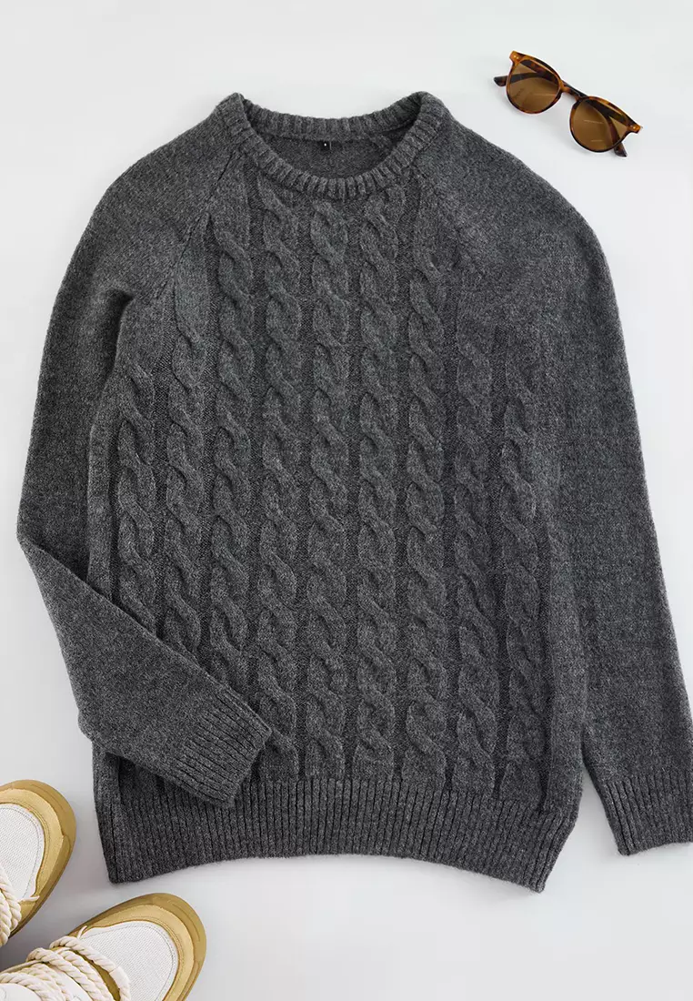 Anthracite Slim Fit Crew Neck Hair Knitted Sweater TMNAW25KZ00012