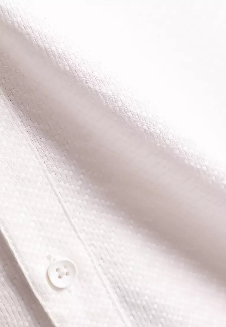 MANZONE - Kemeja Shanghai Lengan Panjang Pria Raafat Comfort Fit - White Warna White