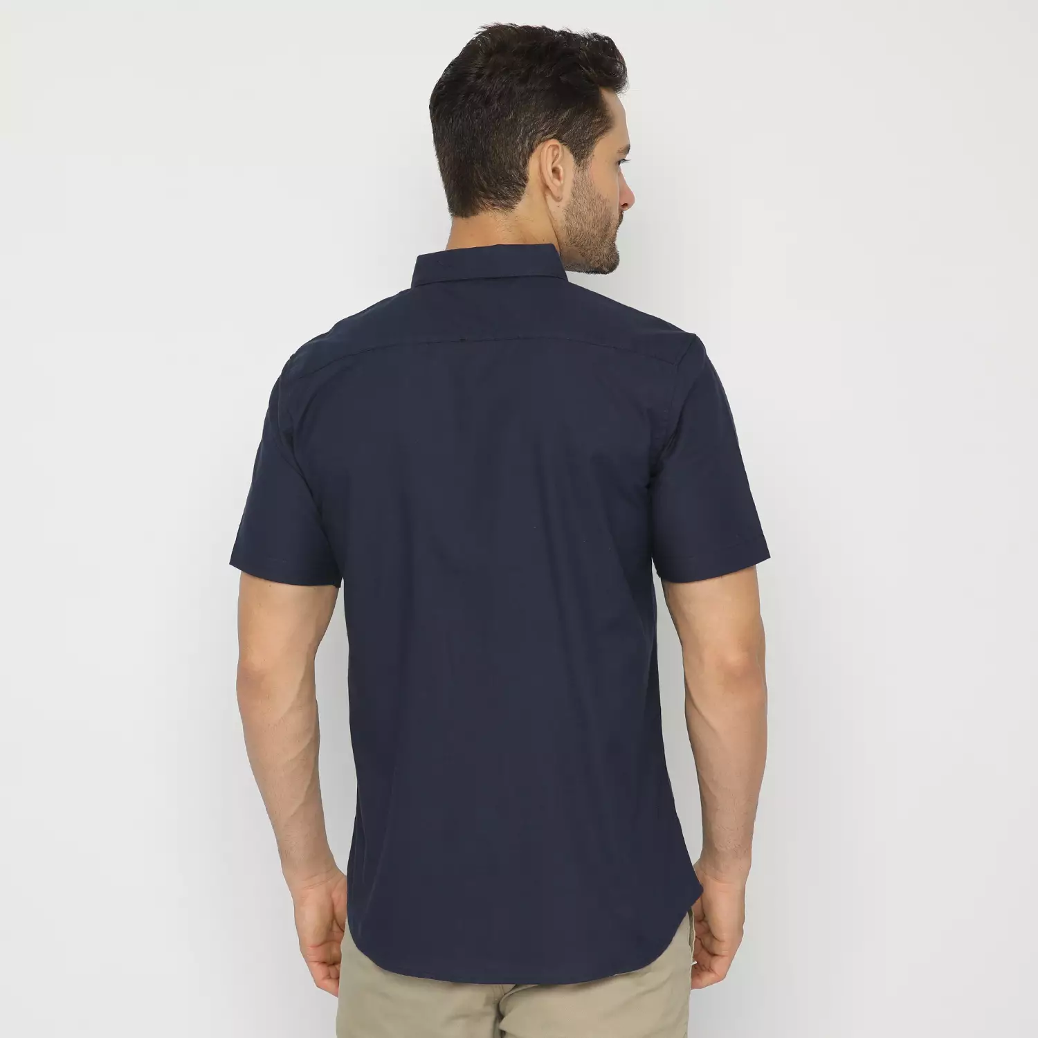 Platini Kemeja Pria Lengan Pendek Basic katun oxford Navy 63212