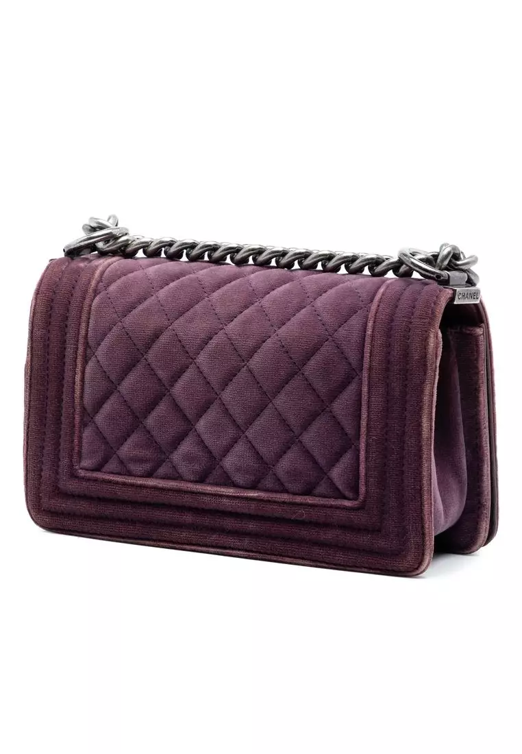 Pre-Loved Chanel Small Quilted Velvet Boy Flap