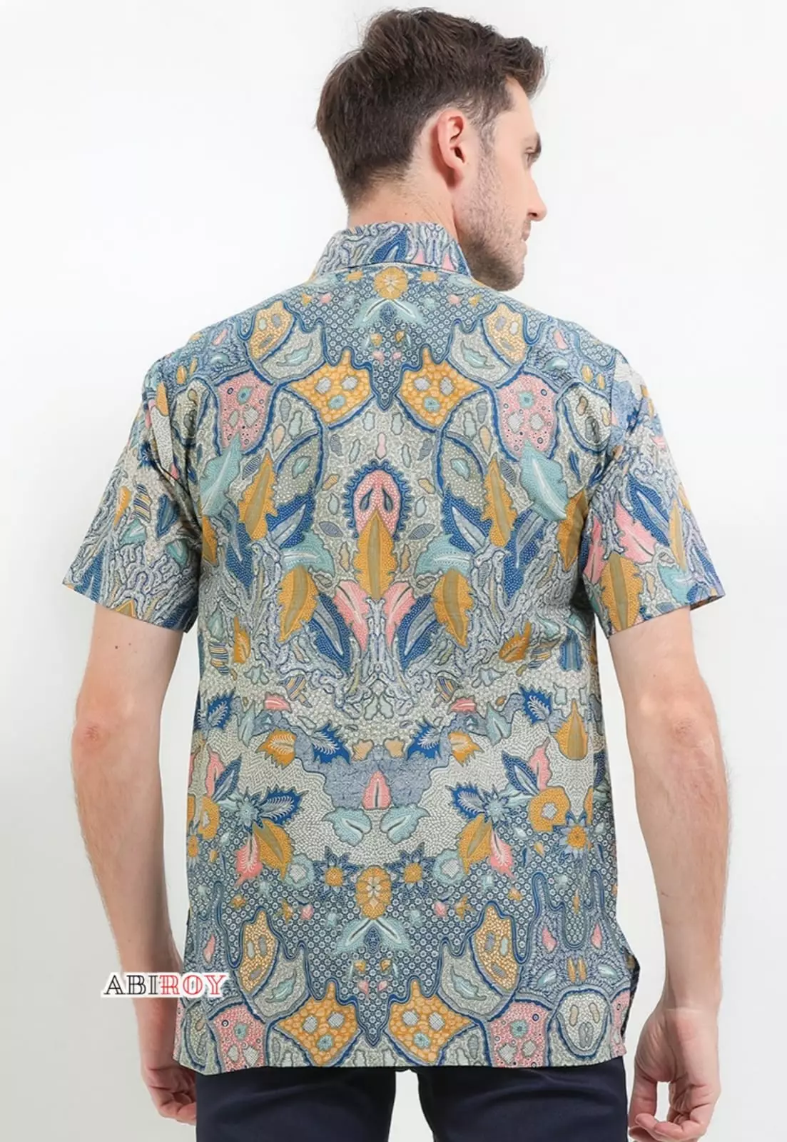 Cempraka Abu Kemeja Batik Pria Premium Slimfit Lengan Pendek NLN