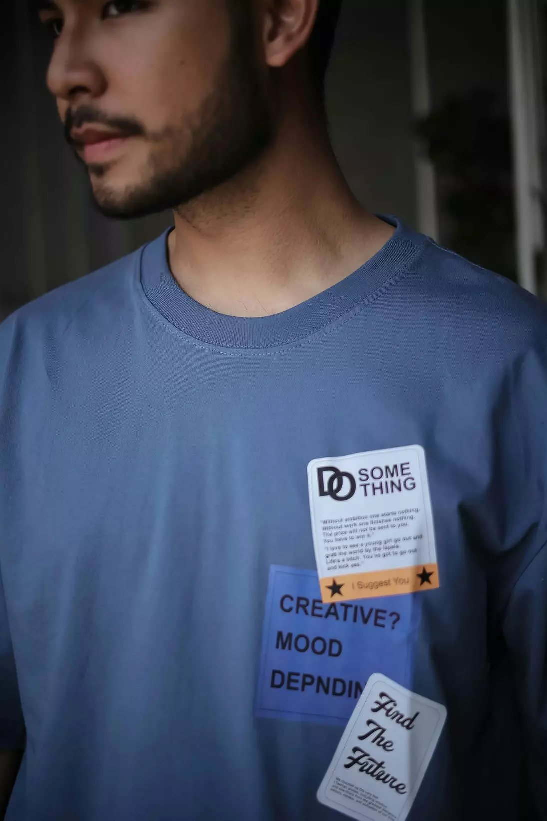 OOTDSUPPLY Oversized Tshirt Future Steel Blue & Black