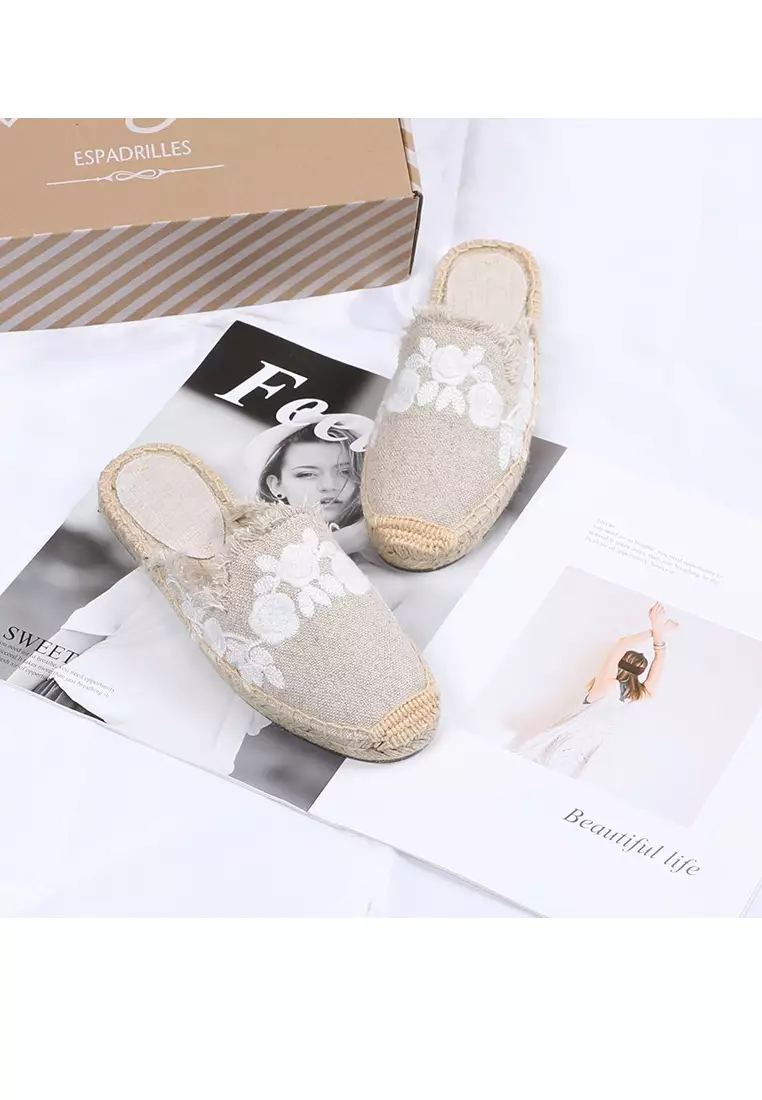 Embroidery Linen Espadrilles HB001