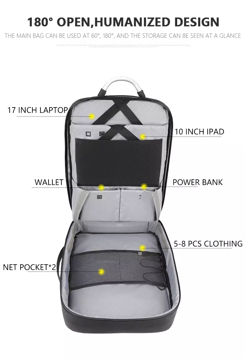 Arctic Hunter B00227L Tas Backpack Ransel Laptop Pria 17 USB Expandable - Dark Grey