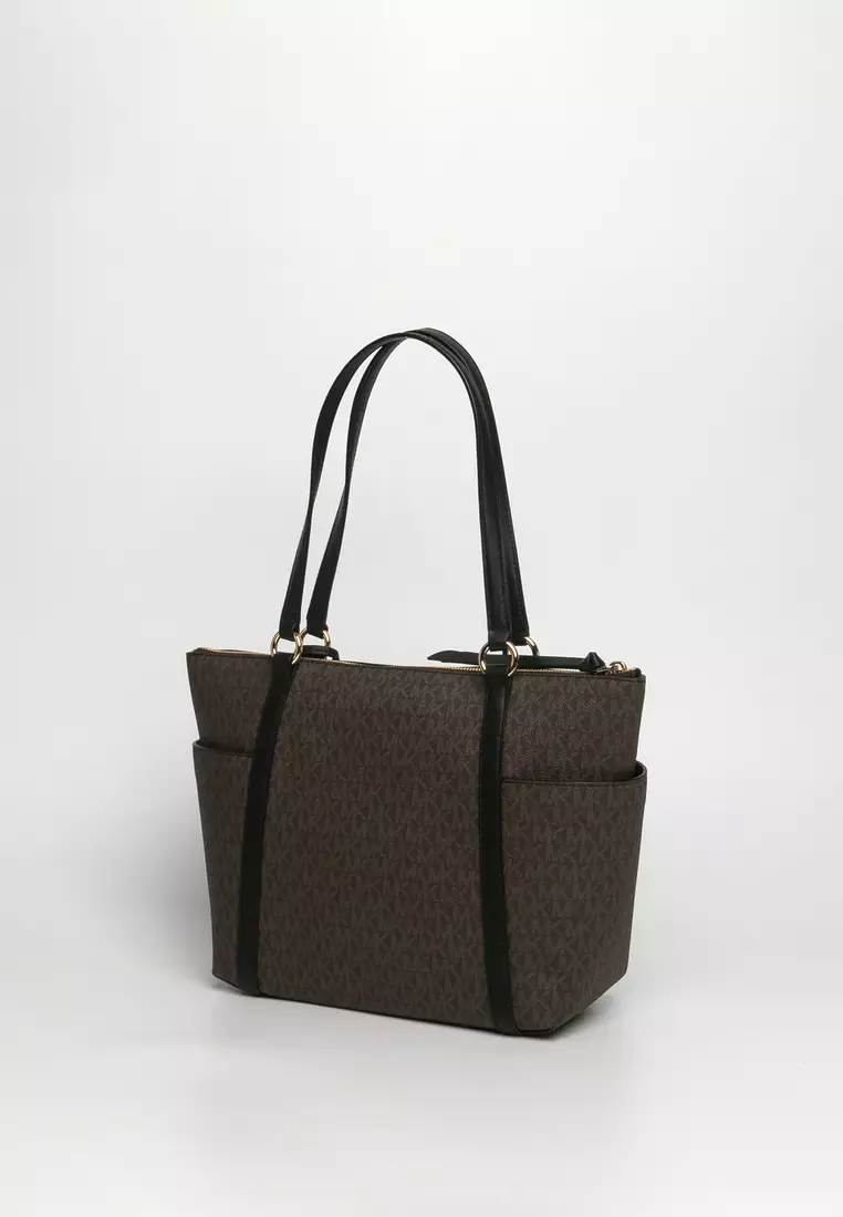 Michael kors hot sale black canvas tote