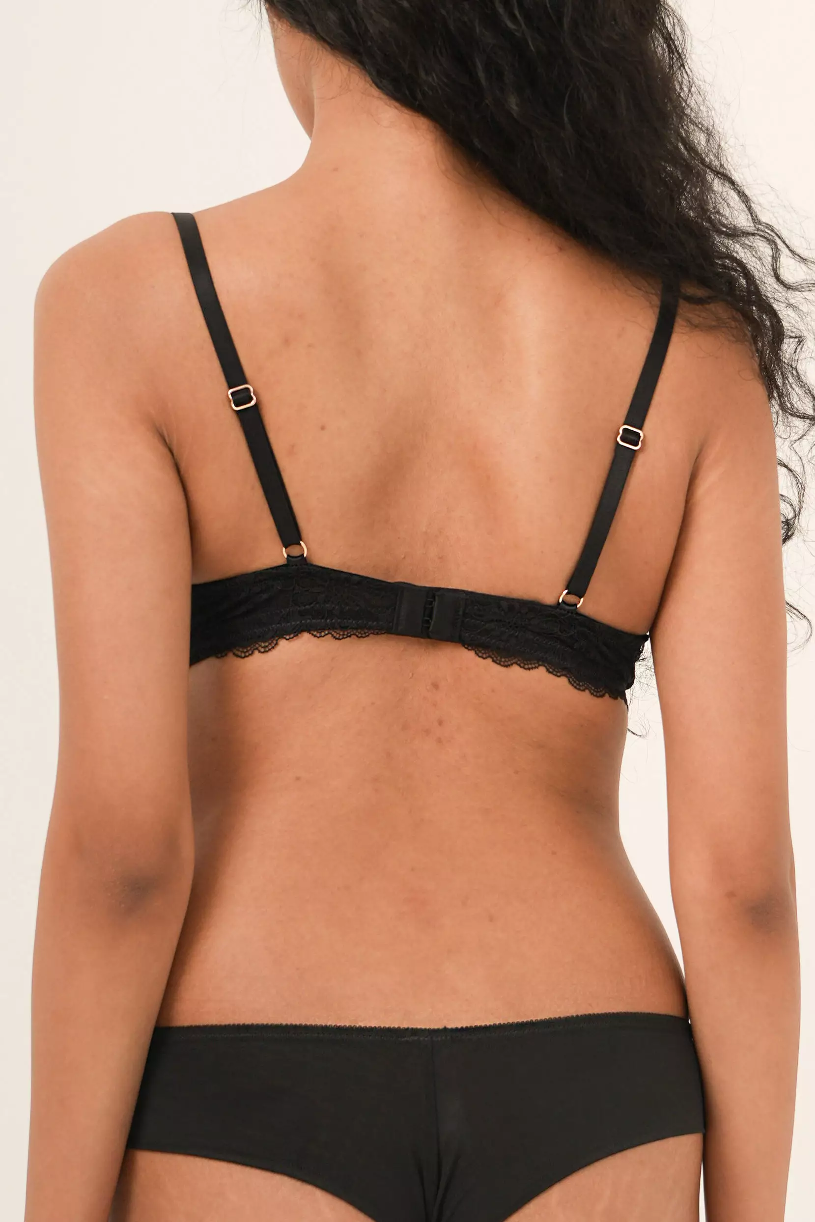 Diana Plunge Eyelash Push-Up Bra - Black