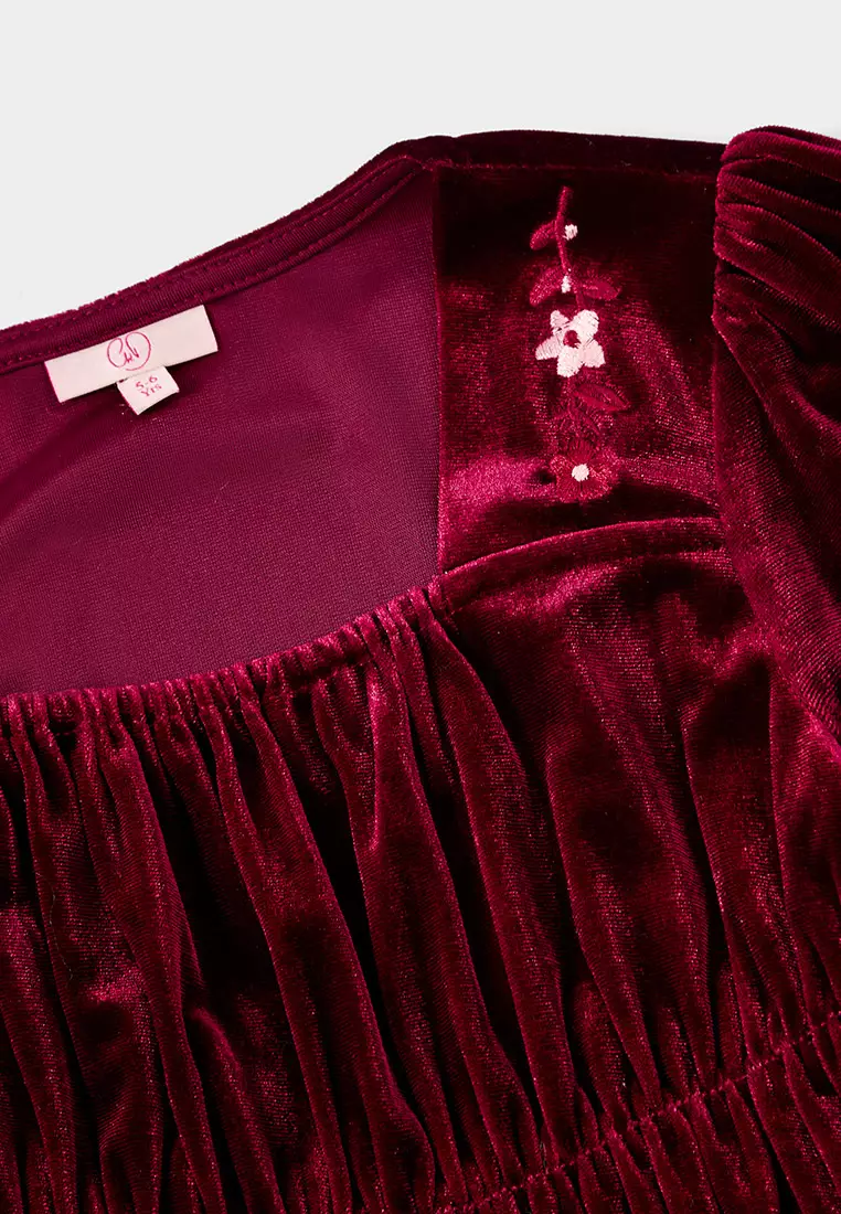Hollie Burgundy Velvet Smock  Dress