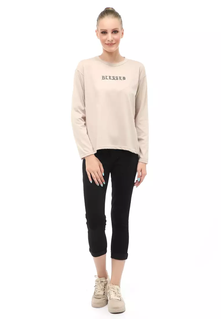 Dreama Kaos Oversized Long Sleeves Atasan Wanita Relaxed Fit - Bepan Blessed