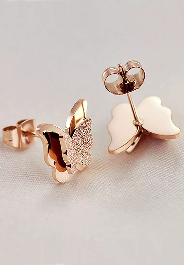 Exquisite Butterfly Earrings-Rose Gold