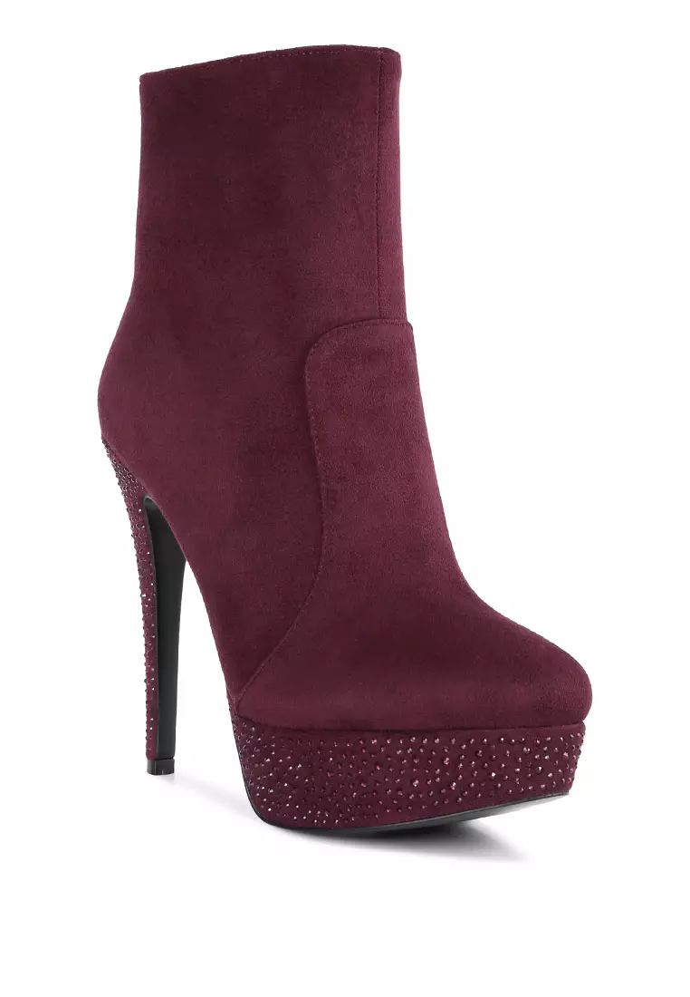 Burgundy platform ankle boots online