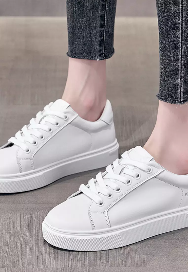 Buy Twenty Eight Shoes Genuine Leather Flat White Sneakers RX8380