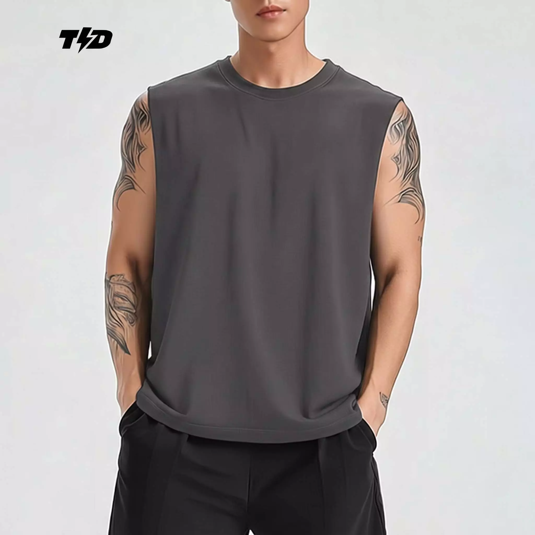 TDACTIVE Kaos Lari Kalcer Kutung Cloud Cotton 24s polos abu MSB68