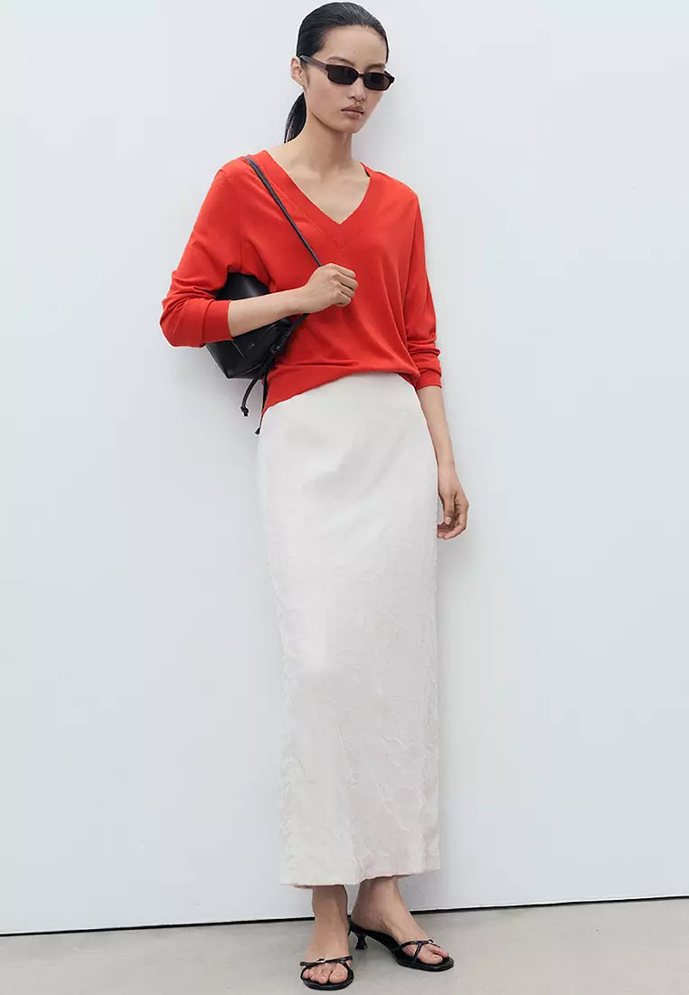 Fine-Knit V-Neck Sweater