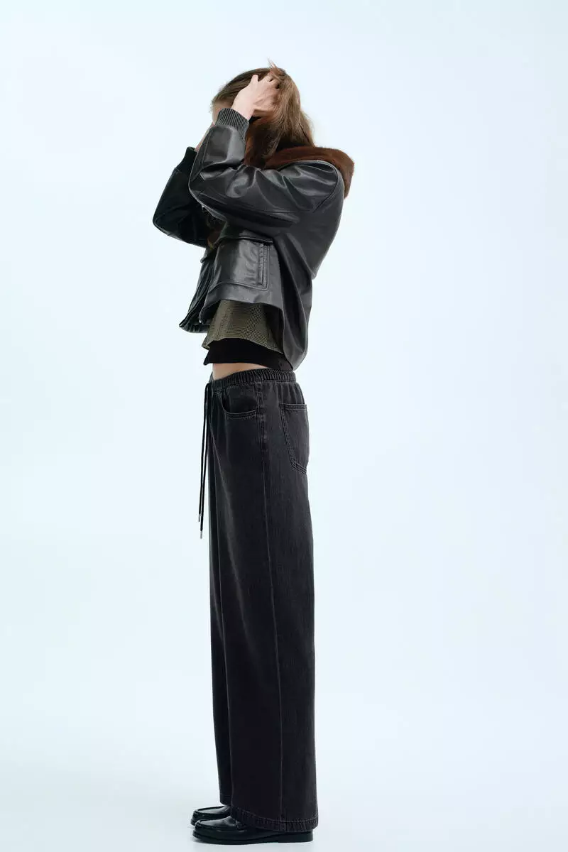 Denim drawstring trousers