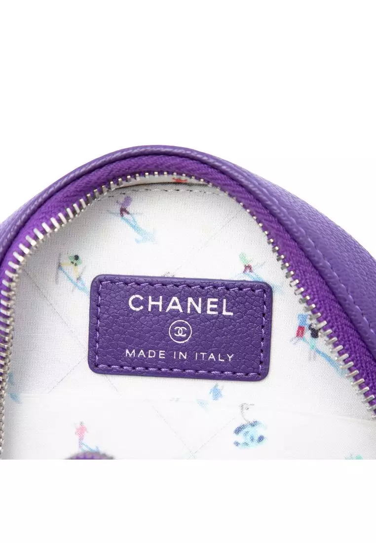 Pre-Loved Chanel Cc Goatskin Round Ski Clutch With Chain