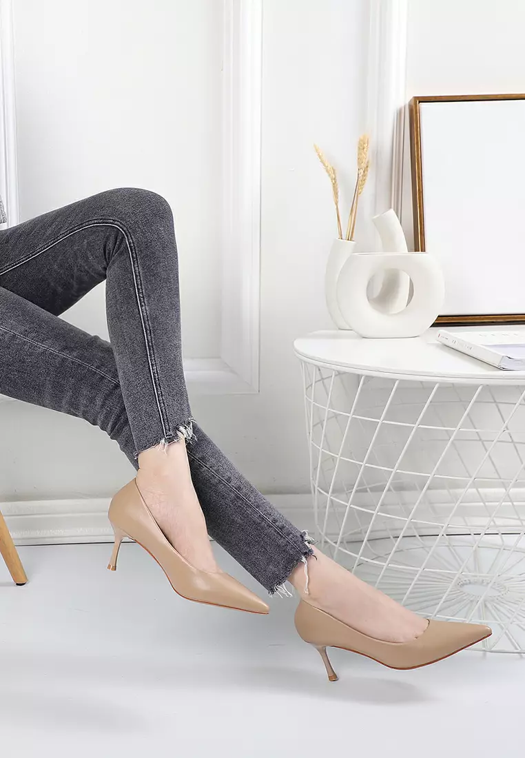 6.5CM Microfiber Leather Pointy Pumps 2065-2