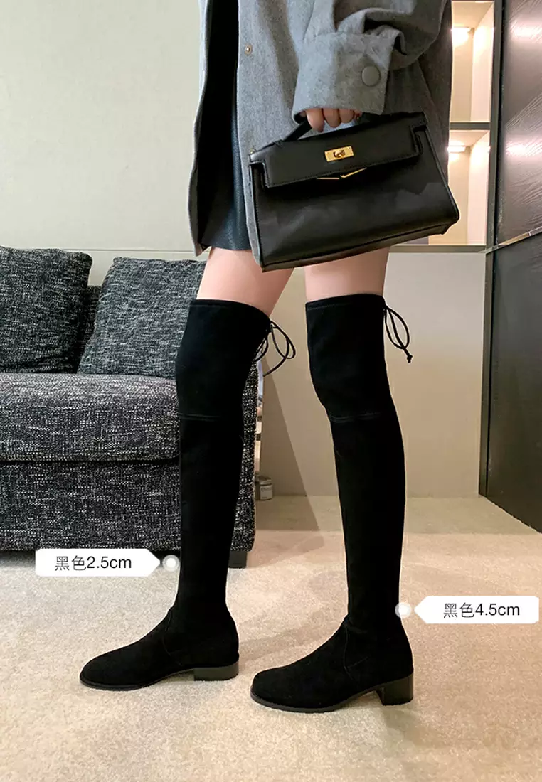 Elastic over top knee boots