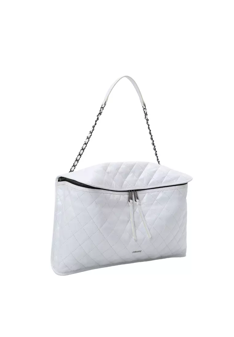 CUBE-II Large Chain Crossbody Bag - White