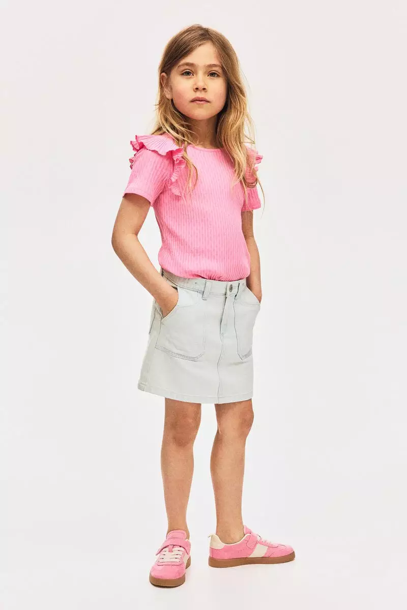 Flounce-trimmed cotton top