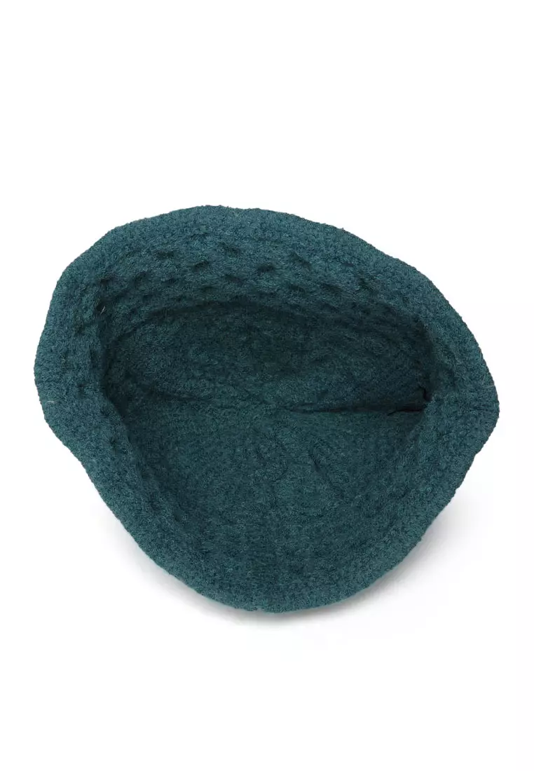 Knit Bucket Hat In Teal Green