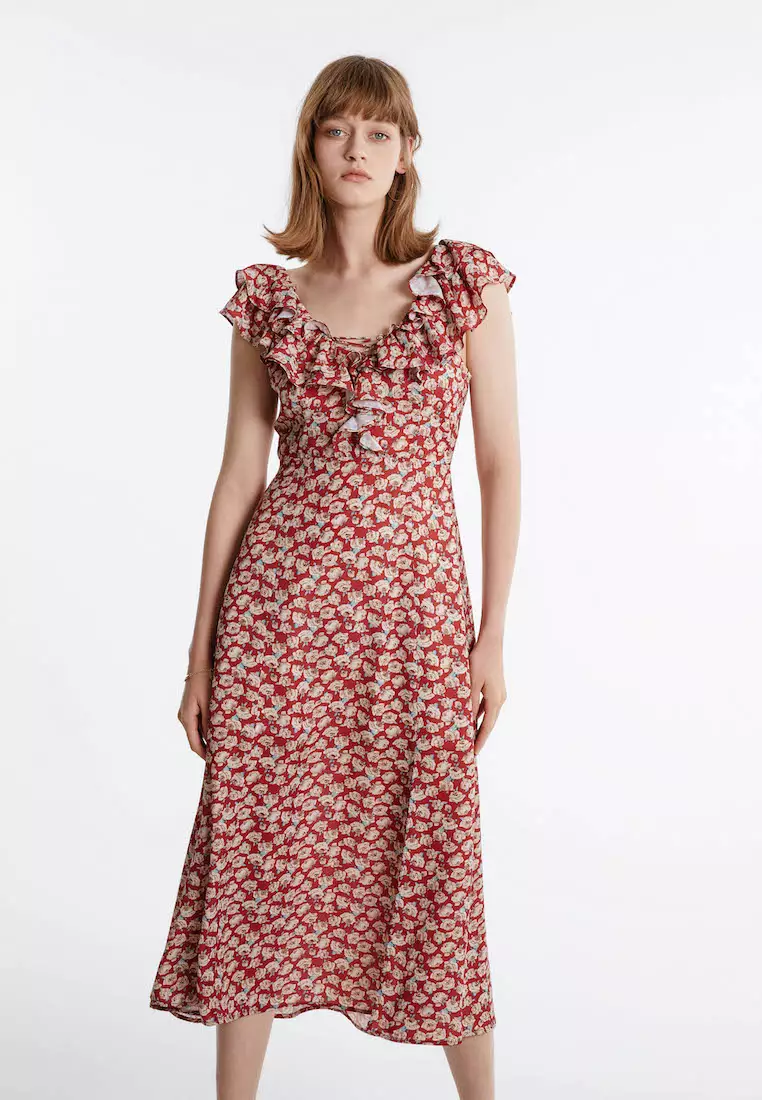 Urban Revivo Belted Floral Chiffon Dress 2024, Buy Urban Revivo Online