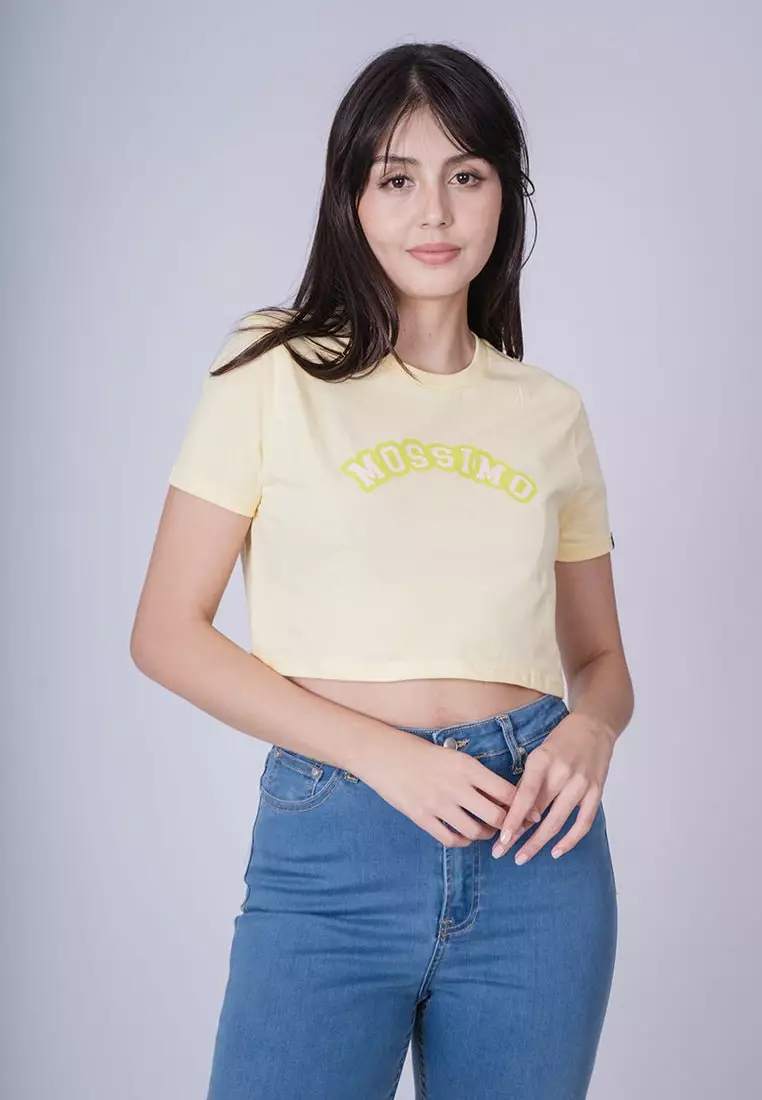 Buy Mossimo French Vanilla With Retro Design With Flat Print Super Cropped  Fit Tee 2024 Online