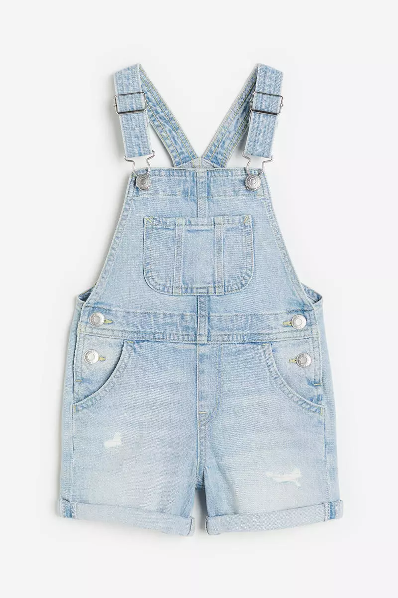 Girls denim sales dungaree shorts