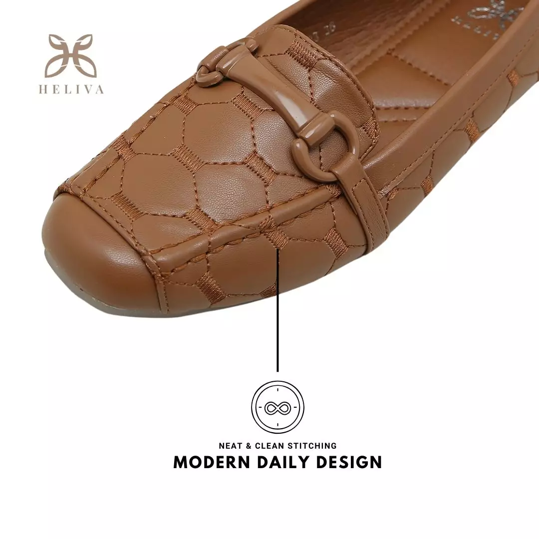 Heliva Abby Sepatu Loafers Slip On Monogram Horsebit