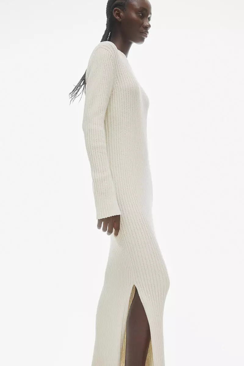 White rib knit dress hot sale