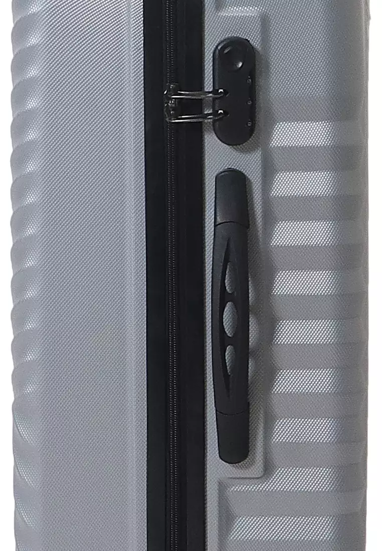 Isvara Tas Koper One Set Unisex Large Compartment Suitcase Number Code Locking ORIGINAL - Light Grey