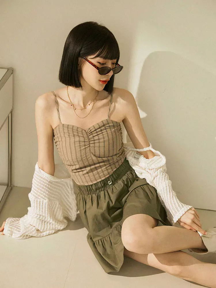 親膚棉質鬆緊腰彈性釦繩蛋糕裙《CA2950》