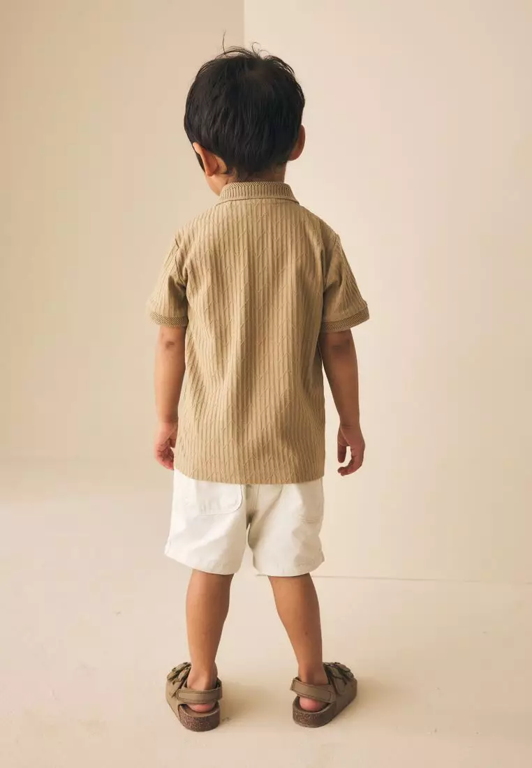 Textured Short Sleeve Polo Shirt