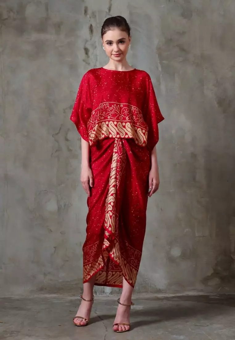 Jual Rinjanie Batik Rinjanie Batik Dress Batik Infinity Dress Special Red Gold Batik