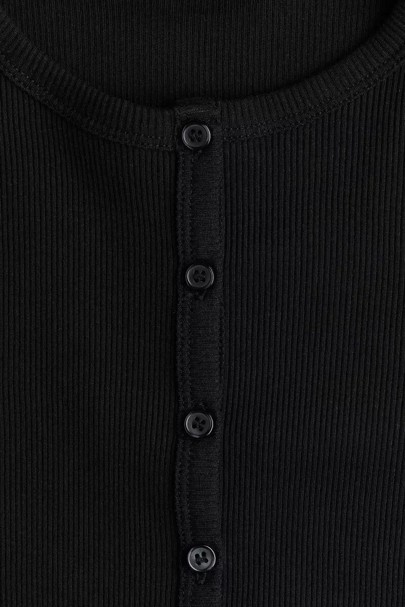 Ribbed button-front top
