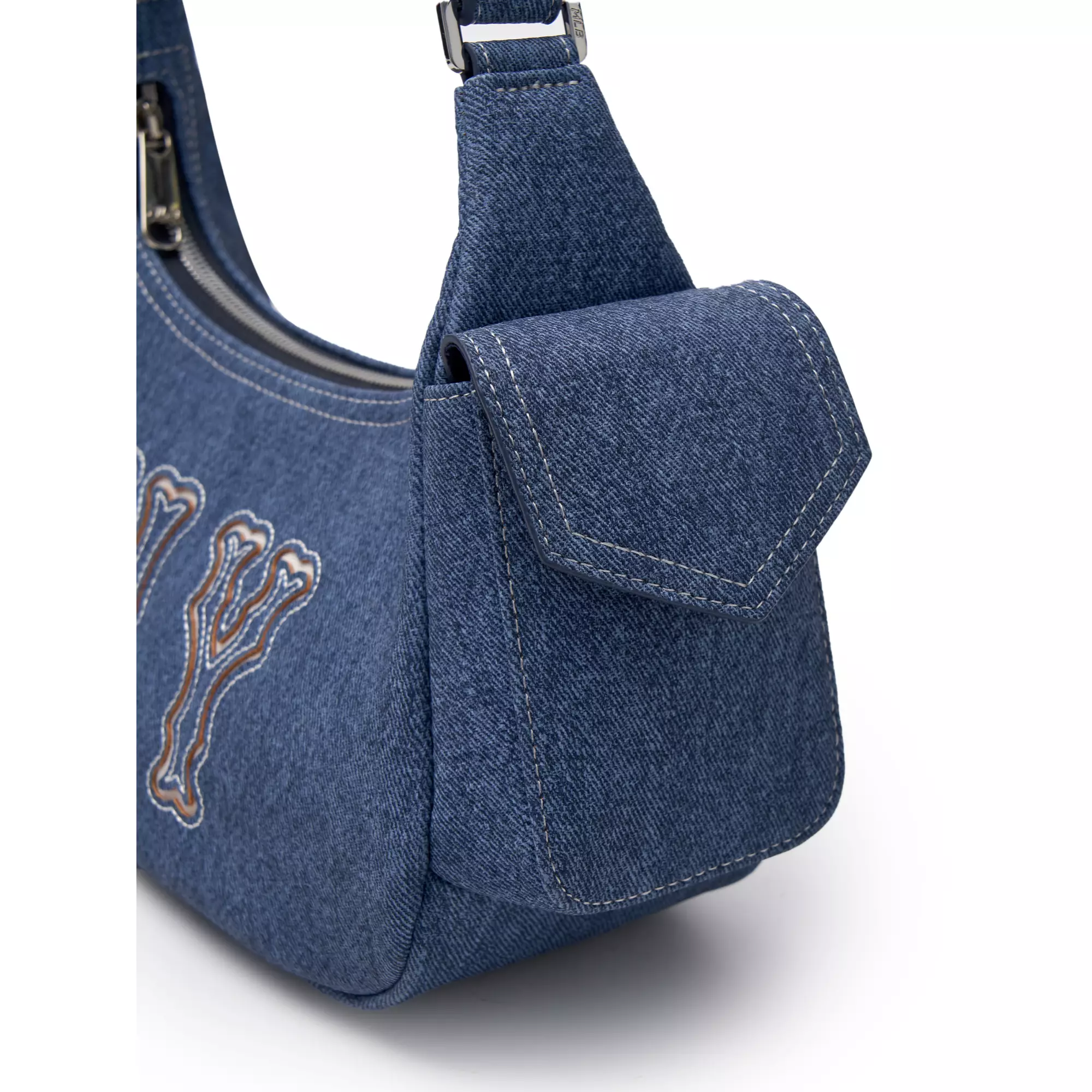 BASIC MEGA LOGO POCKET DENIM HOBO BAG NEW YORK YANKEES