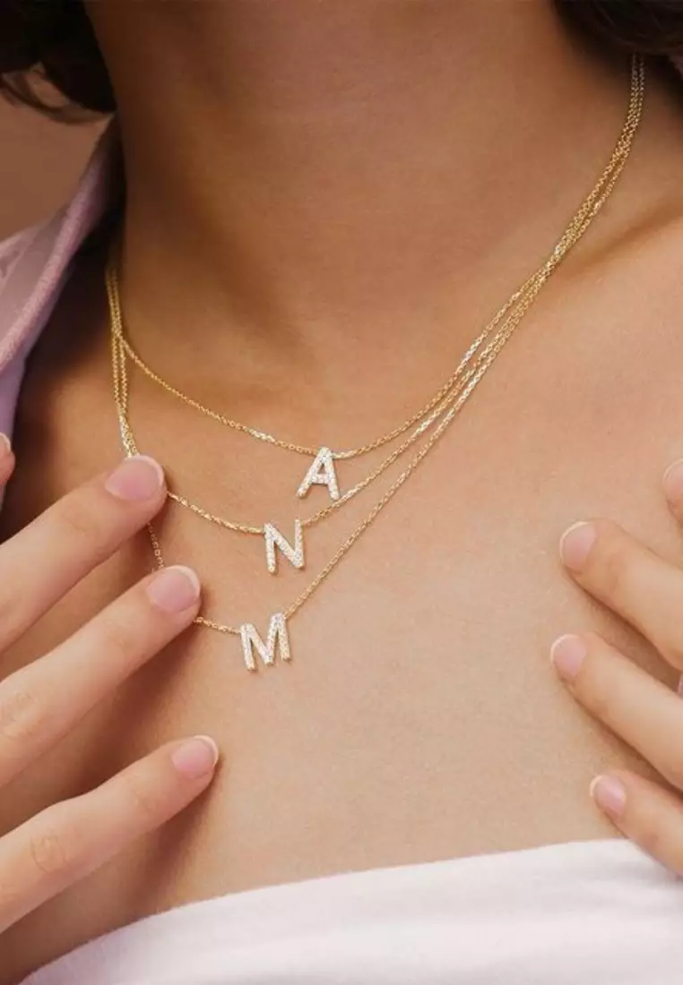  Letter Necklace 14k Gold - H