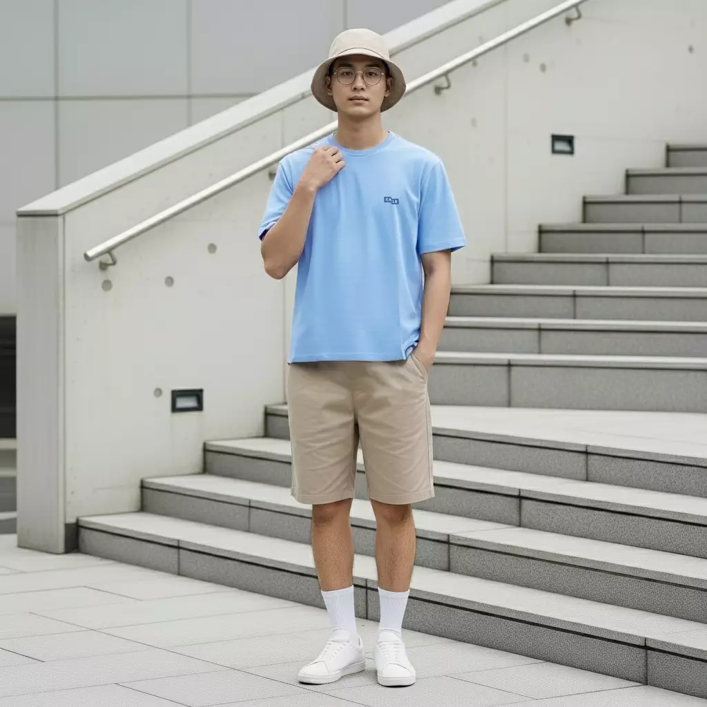 Kale PLUTO BLUE T-shirt Cotton Cloudy Boxy Fit - Kaos Korea - Atasan Kaos Pria - Kaos Basic Pria