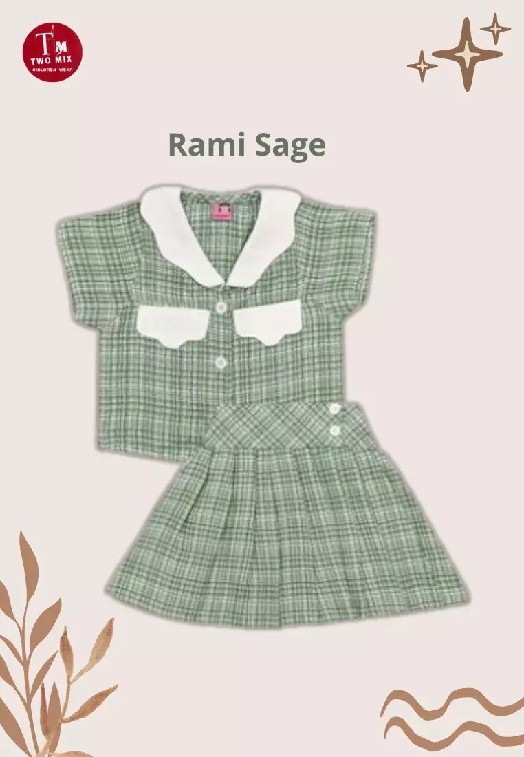 Two Mix - Cloudy Set Setelan Anak Perempuan  - One Set Anak Cewek 1-12 Tahun 4399 Sage