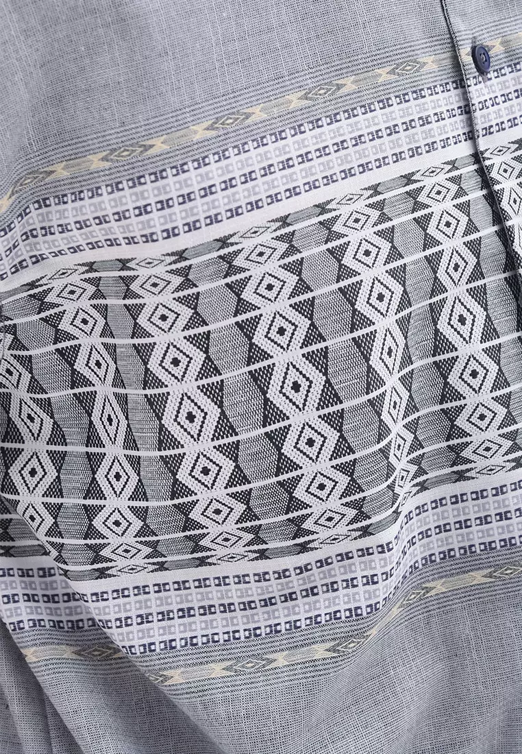 MANZONE Kemeja Koko Lengan Pendek AFSHAR - GREY Ukuran S