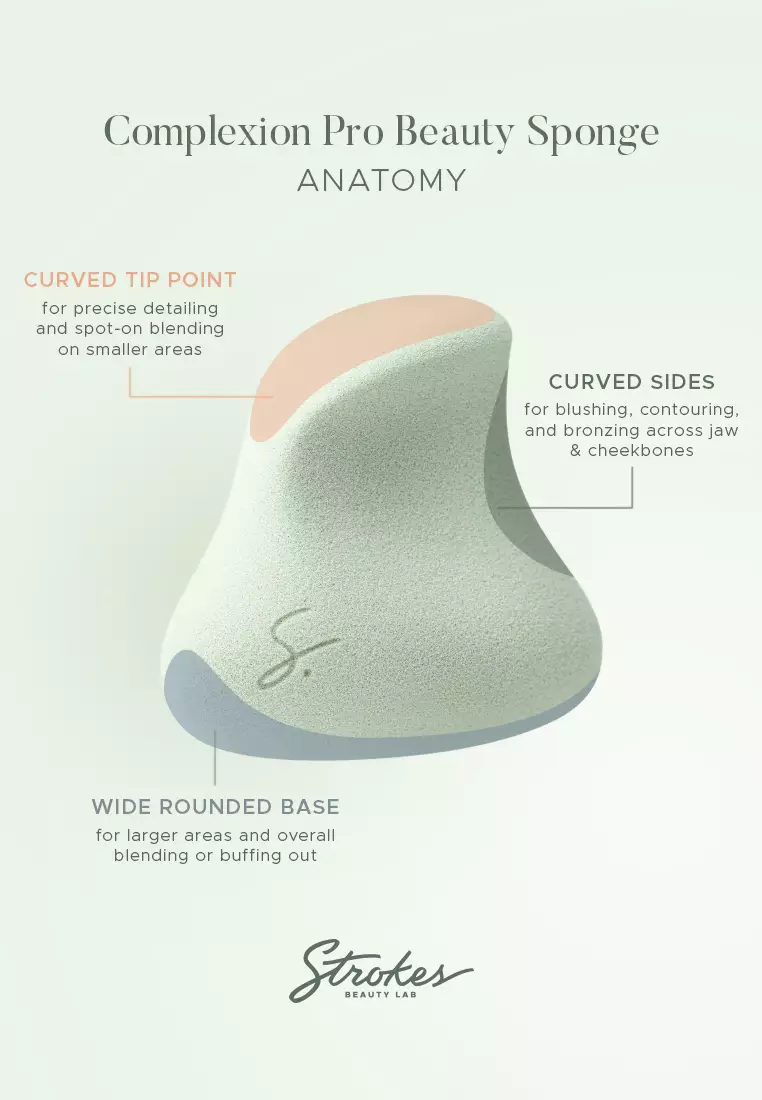 Complexion Pro Beauty Sponge in Sage Set of 4 [Ergonomically-Shaped Makeup Sponge]