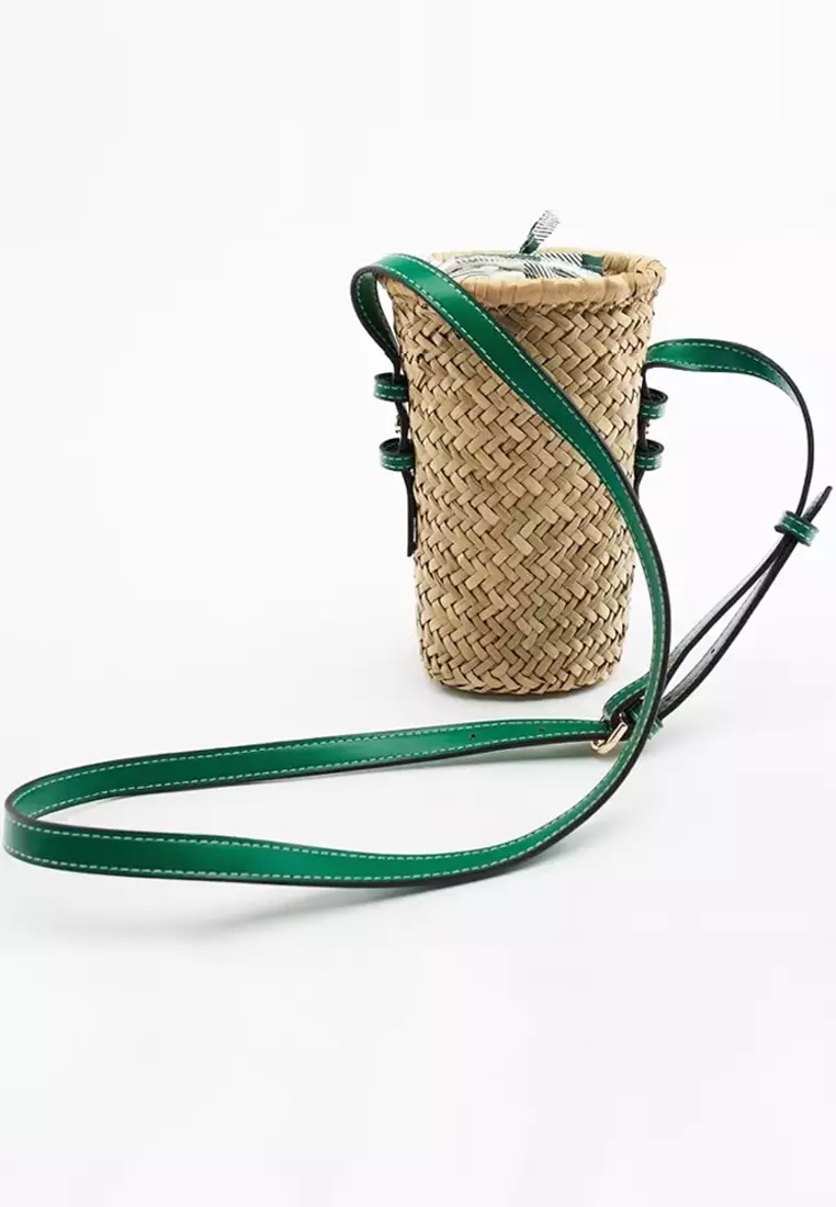 新款繡花編織包草編包單肩斜挎包CA080702GR