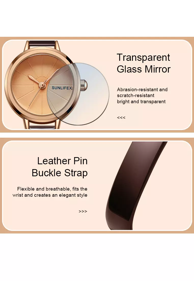 Jam Tangan Wanita Korea Retro Mini Dial Kasual Tali Kulit Jam Tangan Cewek Original brown