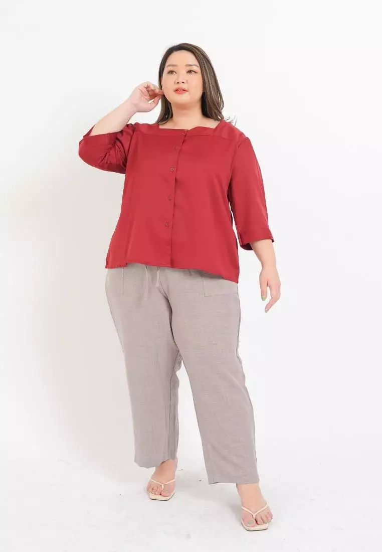 Plus Size Blouse Aubree Maroon