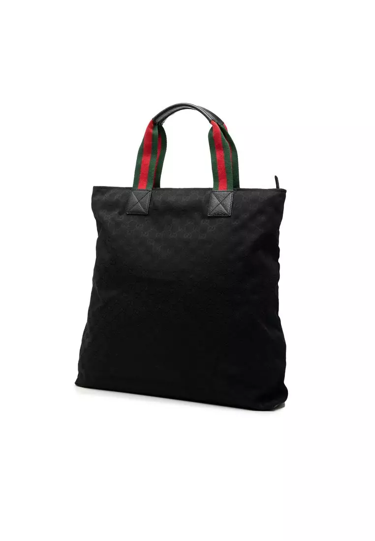 Pre-Loved Gucci Gg Canvas Web Vertical Tote