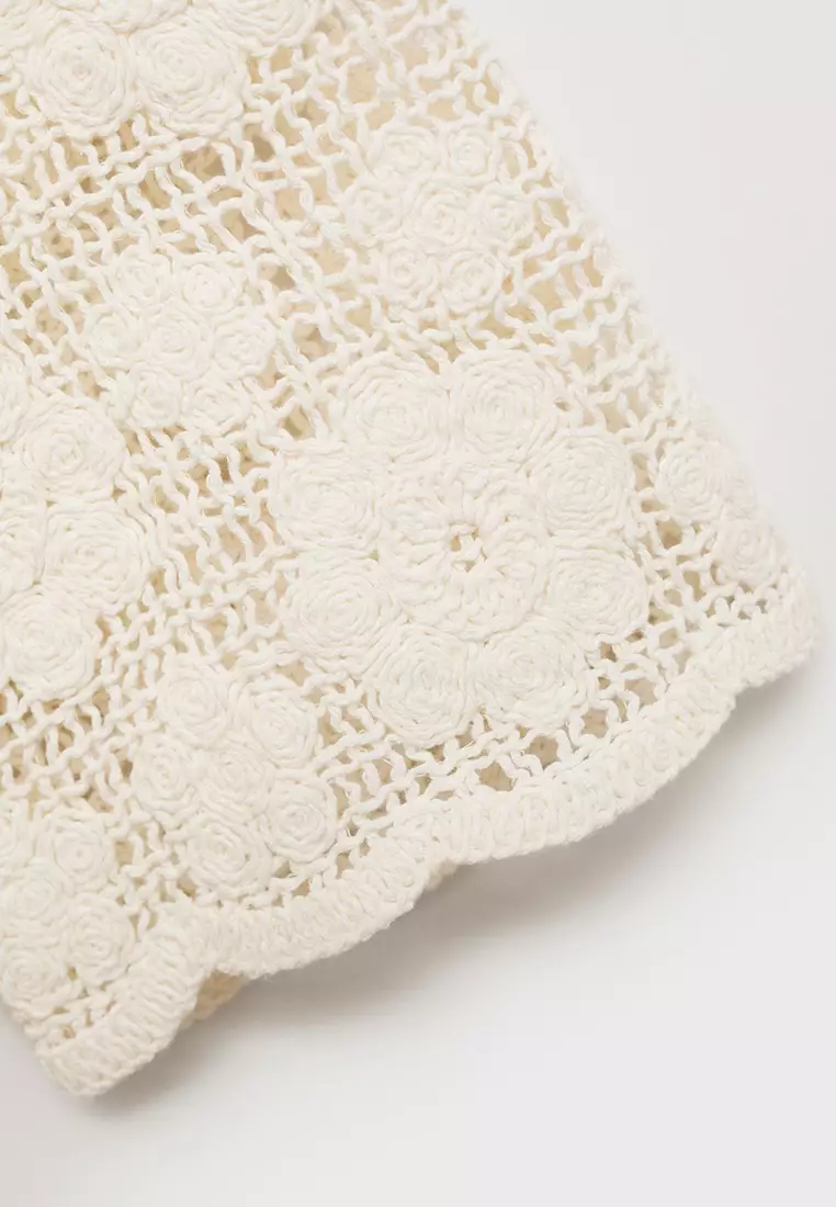 Crochet Sleeve Cotton T-Shirt