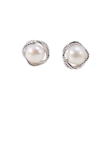 Glamorousky white 925 Sterling Silver Simple Fashion Flower Freshwater Pearl Stud Earrings BBDE5AC74855C8GS_1