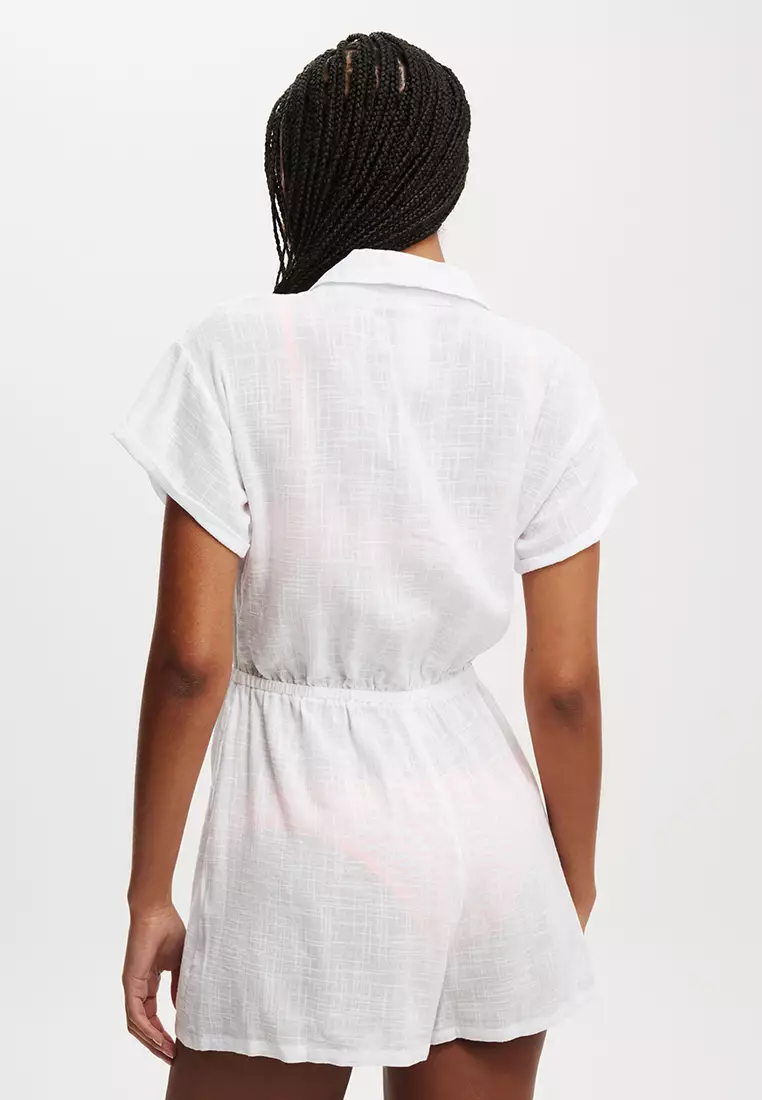 Beach Playsuit Buttoned Playsuit River Island Button Up Wrap